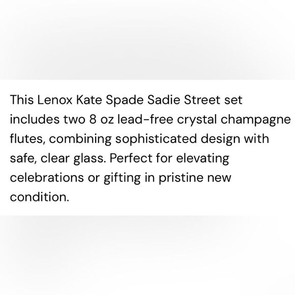 New Kate Spade X Lenox Sadie Street Champagne Flutes Set of Two - Picture 4 of 4